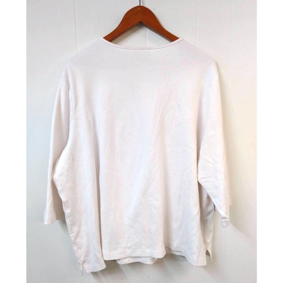 Quacker Factory WM Plus 3X White 3/4 Sleeve Shirt Full Sequin Front Panel - Picture 4 of 4